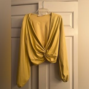 Ramy Brook Dakota Faux Leather Top in Yellow.